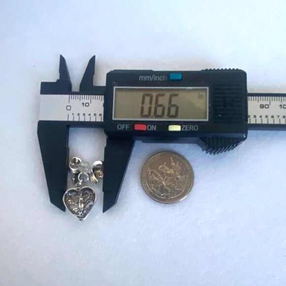 VTG Sterling Silver 925 1" Pierced Scrollwork Heart Dangle Bow Stud Earrings - Picture 16 of 16